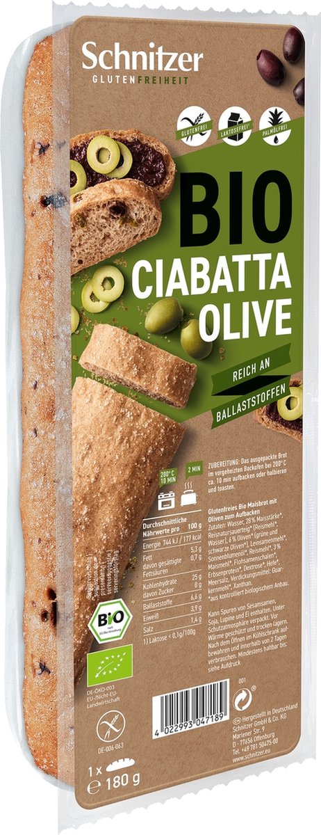 Goedkoopste Schnitzer BIO Ciabatta Olive 180GR
