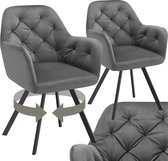 Bol.com tectake® - Draaistoel in fluweellook - Eetkamerstoel met armleuningen - Ergonomische zitting en rugleuning - 180 graden ... aanbieding