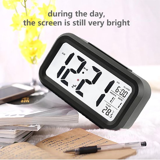 WANGCL 12/24 uur digitale wekker nachtkastje klok met achtergrondverlichting LCD-display datumkalender en temperatuurweergave (roze WANGCL 12/24 uur digitale wekker nachtkastje klok met achtergrondverlichting LCD-display datumkalender en temperatuurweergave (roze