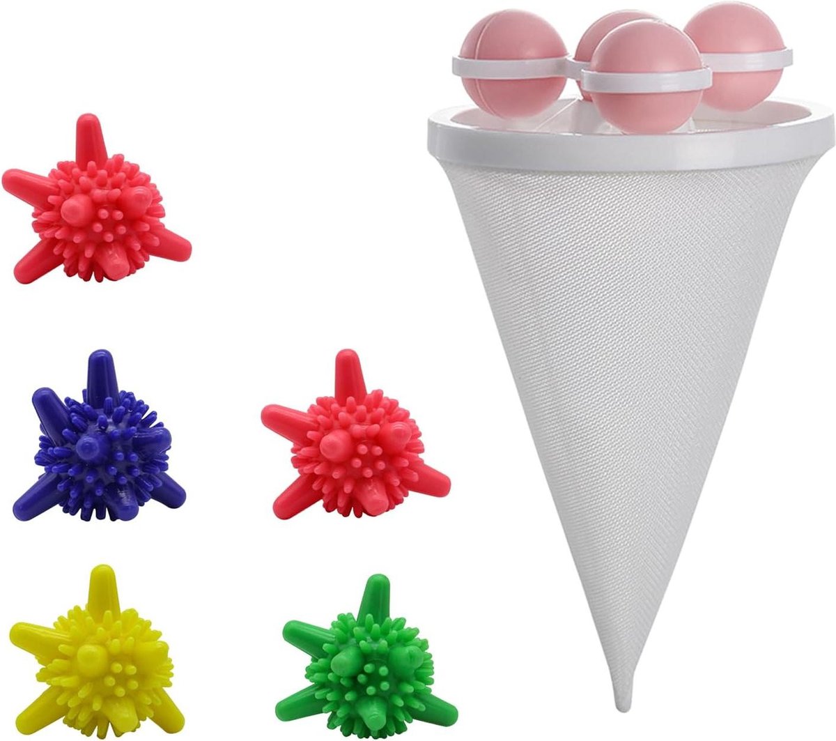 Goedkoopste Wasmachine Haarfilterzak Met 4 Draaibare Holle Ballen - Herbruikbare Haarverwijderaar - Roze