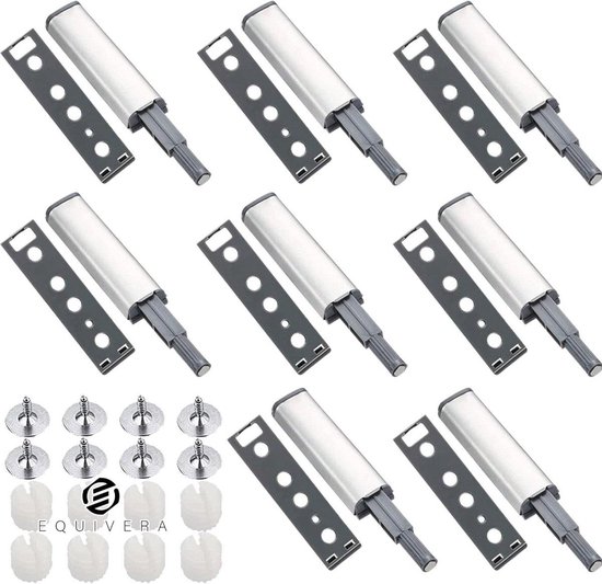 QWORK® Pak van 10 push-to-open deuropeners, soft close deurdempers voor keukenkastmeubeldeuren