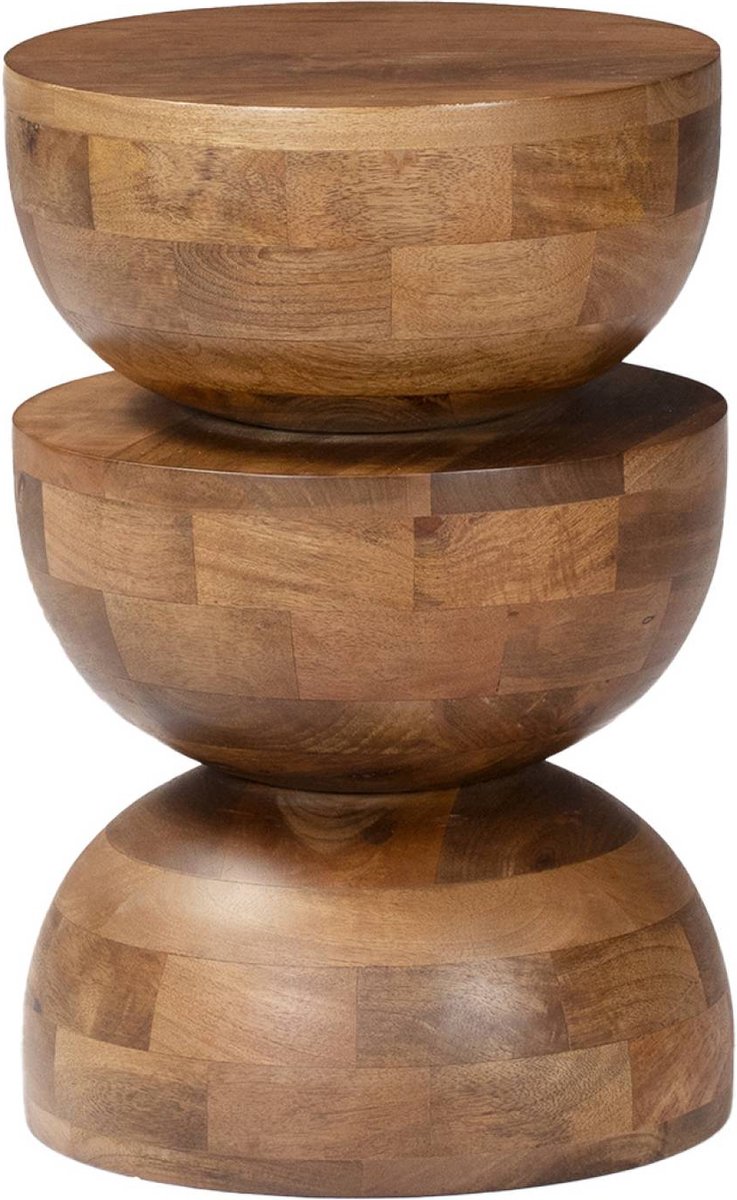 sweeek - Mangohouten bijzettafel, nachtkastje, ø30xh45cm