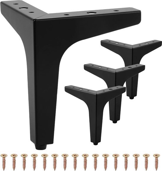 AERZETIX: 4 x plastic furniture legs, triangular, 75/75/105 mm, height 30 mm, for fixing with screws (white