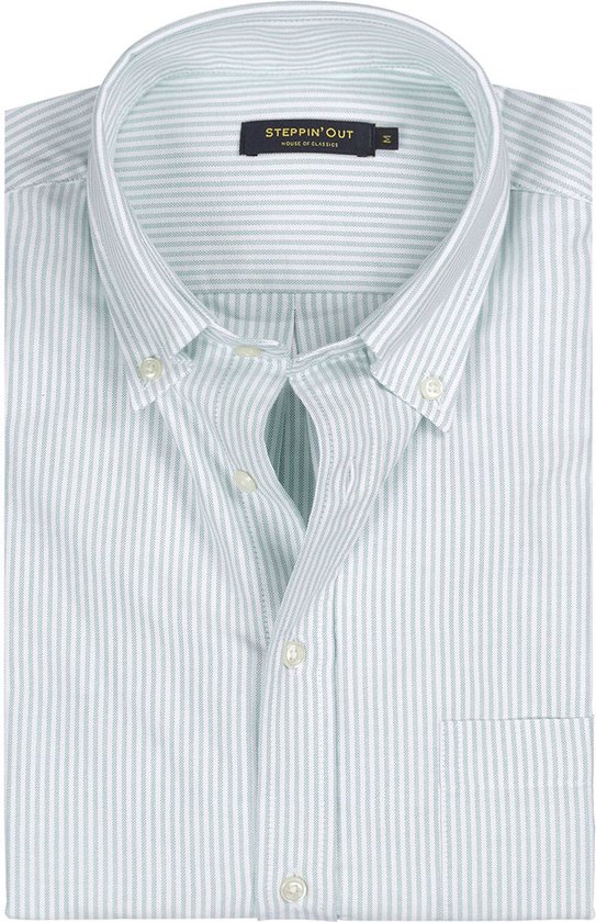 Steppin' Out Overhemd Oxford streep regular fit button-down Green - Maat L - Heren - Casual Shirt