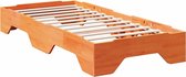 Bol.com vidaXL - Bedframe - zonder - matras - stapelbaar - wasbruin - 80x200 - cm - hout aanbieding