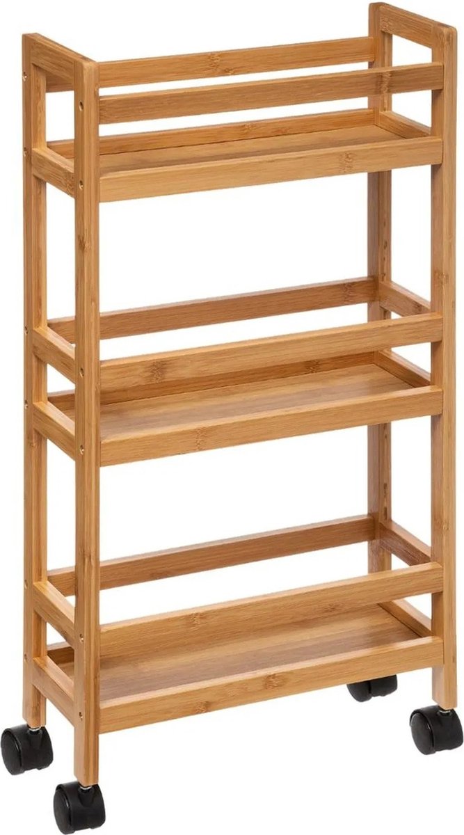 5five Bamboe Trolley met Wielen - 74,5 x 36 x 15 cm