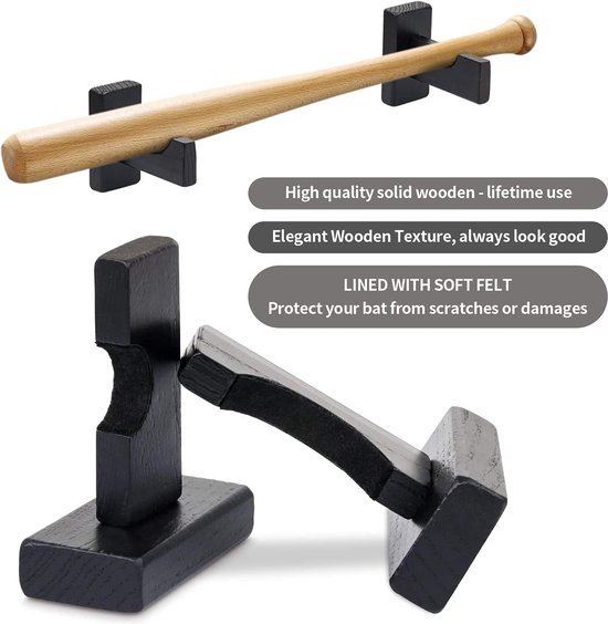 Shiwaki Honkbalknuppelrek – Bamboe Houten Wanddisplay, 6 Cm Brede Groef, Voor Alle Standaard Honkbalknuppels, Met Schroeven
