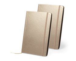 Luxe pocket schrift harde kaft - 2x - 21 x 15 cm - kleur goud - 80 blanco pagina - notitieboekje/opschrijfboekje
