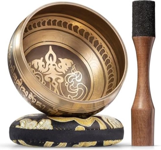 Tibetaanse klankschaal set met hamer en kussentje