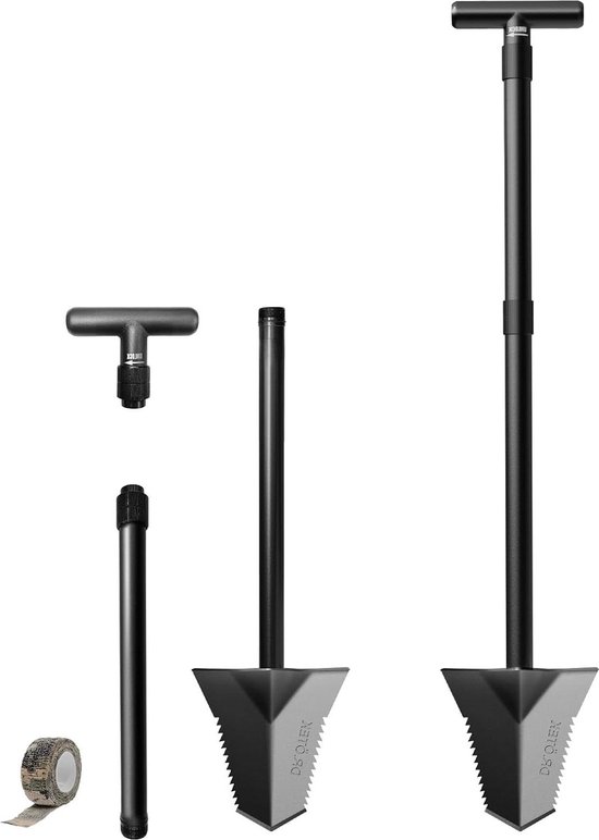DR.ÖTEK Pelle à creuser, Pelle de jardin robuste - Poignée en T Coupe- racines avec longue poignée courte - Outils de jardinage pour détection des métaux, transplantation, jardinage, 80,5 et 116 cm