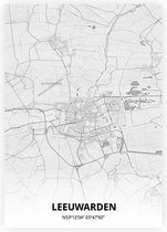 Leeuwarden plattegrond - A3 poster - Tekening stijl