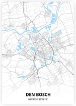 Den Bosch plattegrond - A2 poster - Zwart blauwe stijl