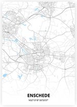 Enschede plattegrond - A2 poster - Zwart blauwe stijl