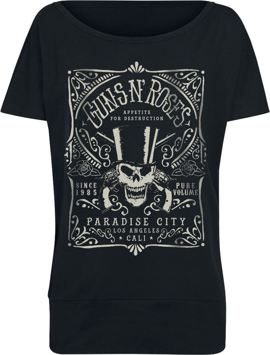T-shirt Guns N' Roses Paradise City Label noir M Viscose Femme - Produits dérivés du groupe, Groupes
