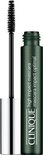 Groene Clinique High Impact Mascara tube, deels geopend met borstel en zilveren dop.