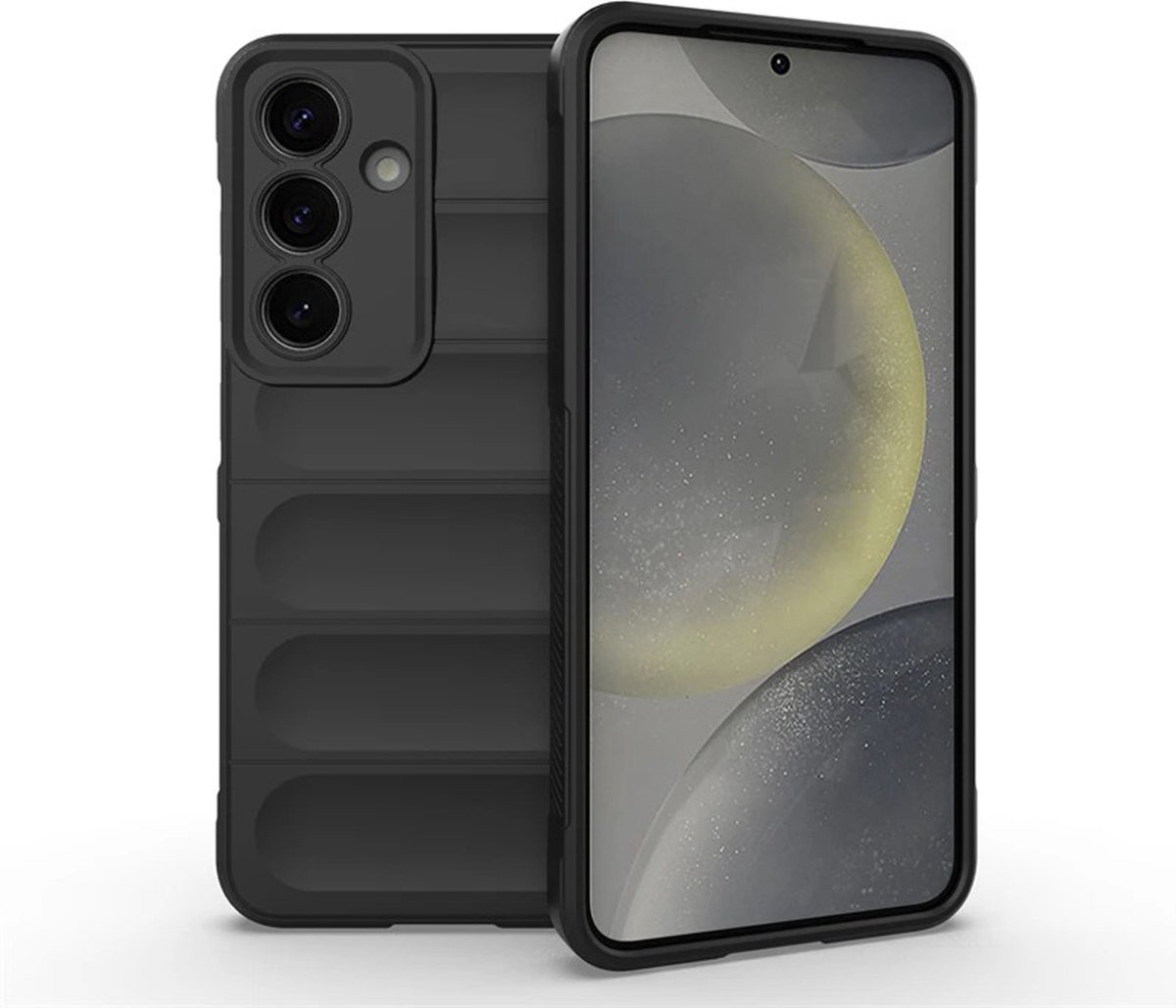 MobyDefend Hoesje - Geschikt voor Samsung Galaxy S25 Plus (S25+) - TPU Gripcase - Zwart