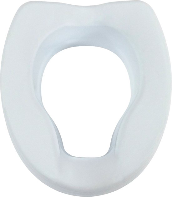 Witte toiletverhoger, zonder deksel. Met een ovale opening aan de bovenkant.