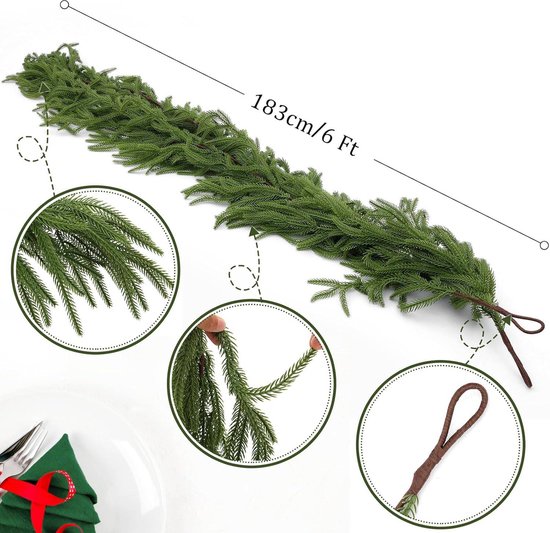 Lot De 2 Guirlandes De Noël Avec Lumières De 1,8 M - Guirlande De Pin