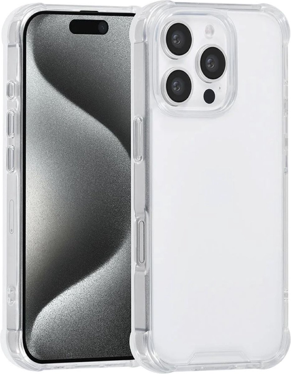 Multimedia & Accessoires Anti-Shock Back Cover Case geschikt voor Apple iPhone 16 Pro Max - TPU & Harde Plastic - Schokabsorberend & Schokbestendig - Transparant