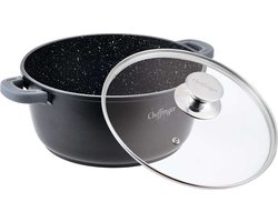 Cheffinger Braadpan met deksel - 40m - Zwart - Inductie
