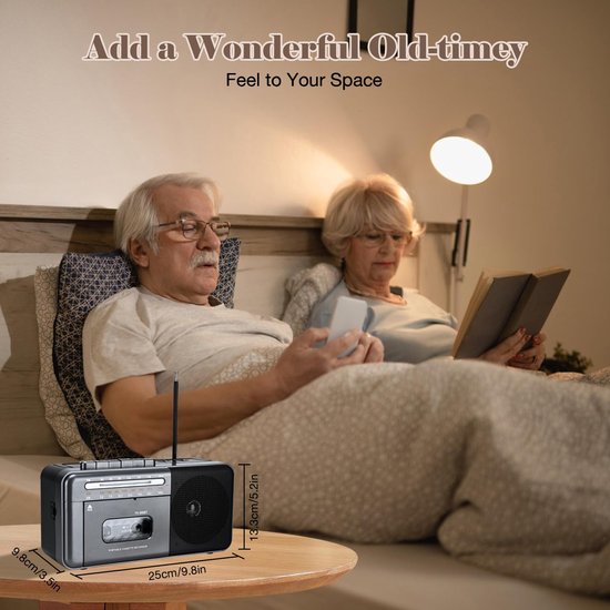 Draagbare Cassettespeler, Bluetooth-tapespeler FM-radio Stereo Draagbare Cassettespeler, Bluetooth-tapespeler FM-radio Stereo