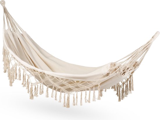 Outtec® Hangmat XXL - 200x150 cm, tot 200kg - Boho Katoenen Hangmat voor Buiten, Tuin, Balkon - voor Kinderen en Volwassenen