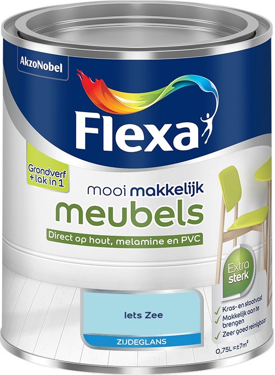 Flexa - Mooi Makkelijk Meubels Zijdeglans - Iets Zee - Mengverf - 0.75 L