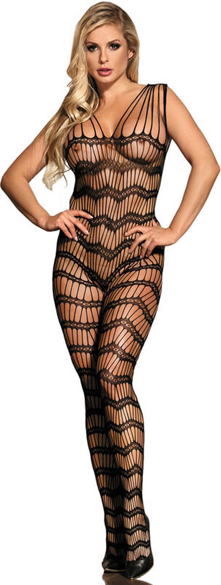 Goedkoopste SUBBLIME - 951696 VISNET KRUISLOZE BODYSTOCKING MET SCHOUDERBANDJES ZWART ONE SIZE | CATSUIT | EROTISCHE CATSUIT | LINGERIE | SEXY LINGERIE | EROTISCHE LINGERIE