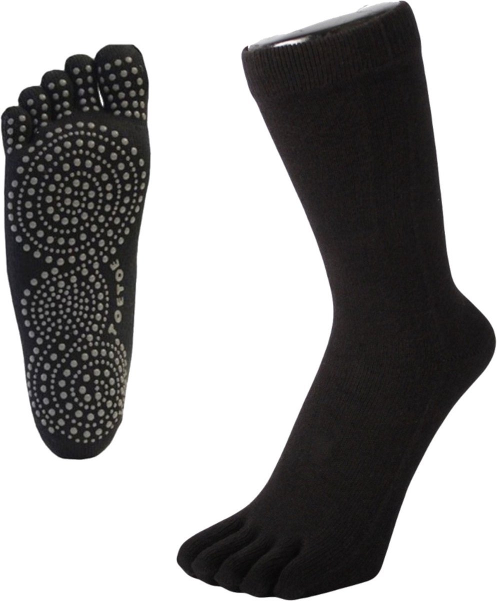 TOETOE Yoga & Pilates Grip Mid-Calf teensokken - Zwart - 44-47