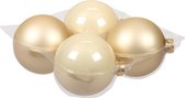 4 x Décorations de Noël Boules de Noël champagne en verre - 10 cm - mat/brillant - Décorations de Décorations pour sapins de Noël