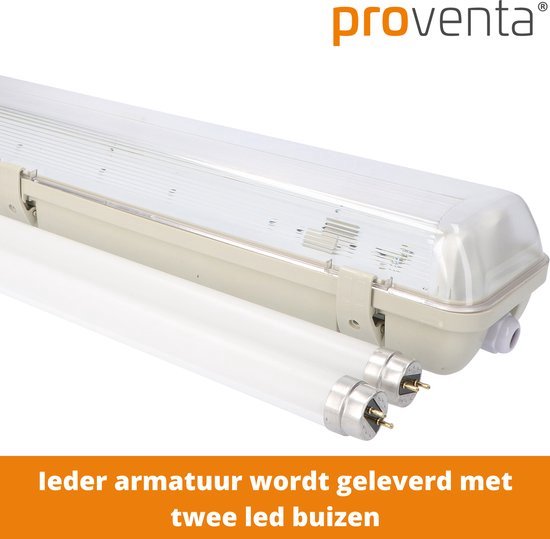 Proventa LED TL 4 luminaires doubles à 8 tubes 150 cm - Lumière blanche froide 6500 K - Étanche - 4 pièces