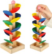 Teedz - Houten Knikkerbaan Groot - 24 cm - Knikkertoren - Montessori - Educatief - kinderen - Vanaf 2 jaar