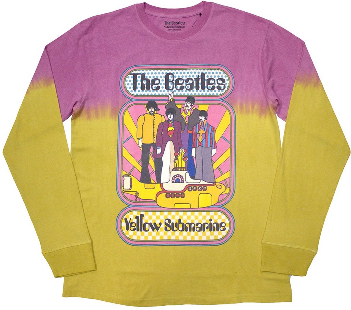 The Beatles - Yellow Submarine Band Frame Longsleeve shirt - 2XL - Geel/Roze