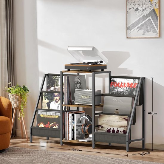 Vinyl platenspelerstandaard, displayplank voor vinylplaten met Vinyl platenspelerstandaard, displayplank voor vinylplaten met