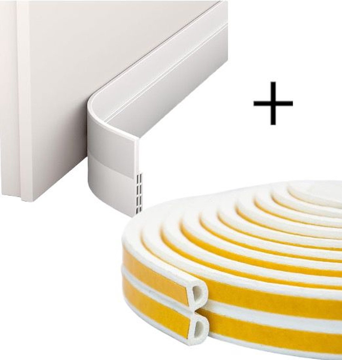 Deurafdichting tochtstrip - NIEUW Premium zelfklevende deurafdichting (snel en eenvoudig te bevestigen) ideaal als geluids- en koude-isolatie (1 x wit)+zelfklevende rubberen schuimafdichtstrips voor deuren en ramen (wit, 10M)