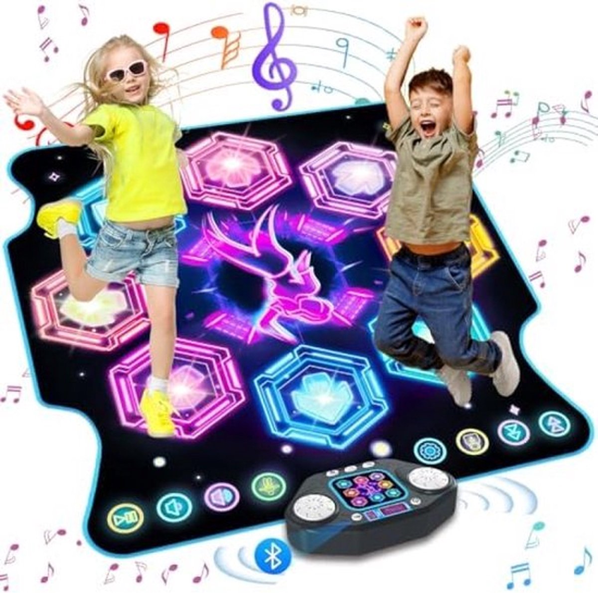 PolkaHome Dansmat voor meisjes, interactive dansmat met 8 LED lampen en Bluetooth