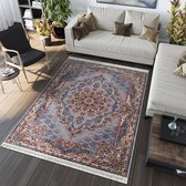 Tapis oriental Ispahan Nain - Poils courts - Tapis Vintage Classique - Grijs / Multi- 80x300 CM