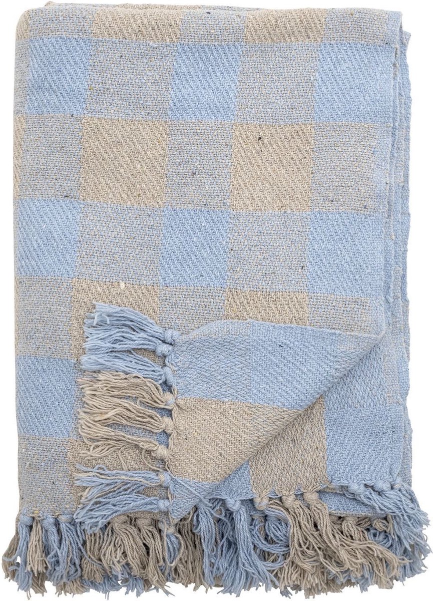 Largs plaid, blauw, gerecycled katoen