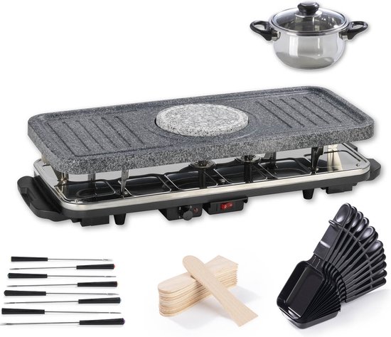 GOURMETmaxx raclette en fondue combi XXL | elektrische raclette grill, fondue | voor 12 personen | keramische antiaanbaklaag & stenen plaat — afbeelding 2