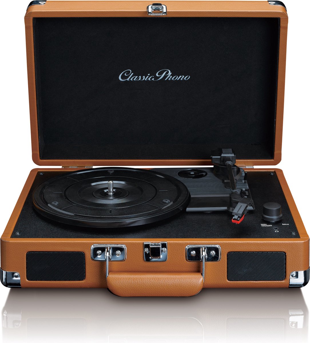 Classic Phono TT-10 - Platenspeler met 2 ingebouwde speakers - Bruin