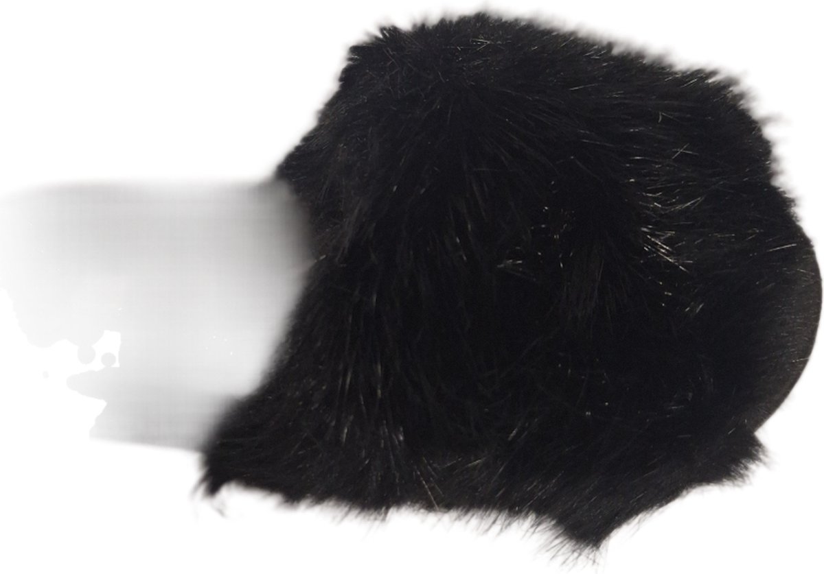 LUCKYSHOES-FLUFFY SLIPPER-VOETBED-ANTISLIP ZOOL- BLACK- FLUFFY UPPER-36