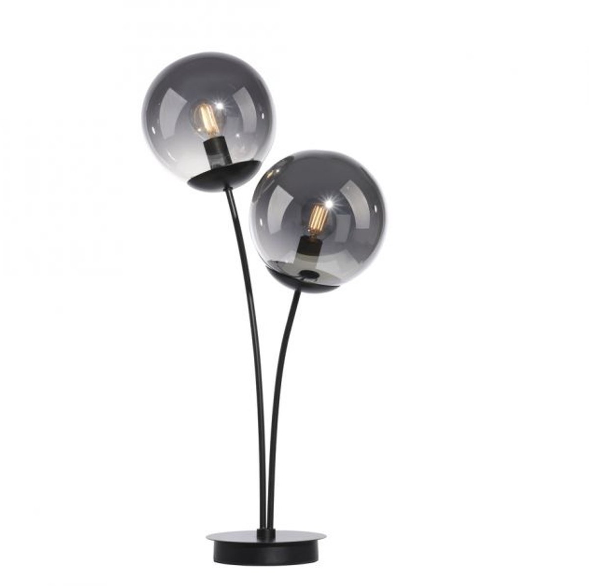 Pittsburgh Tafellamp 2 lichts zwart met smoke glas - Modern - Just Light