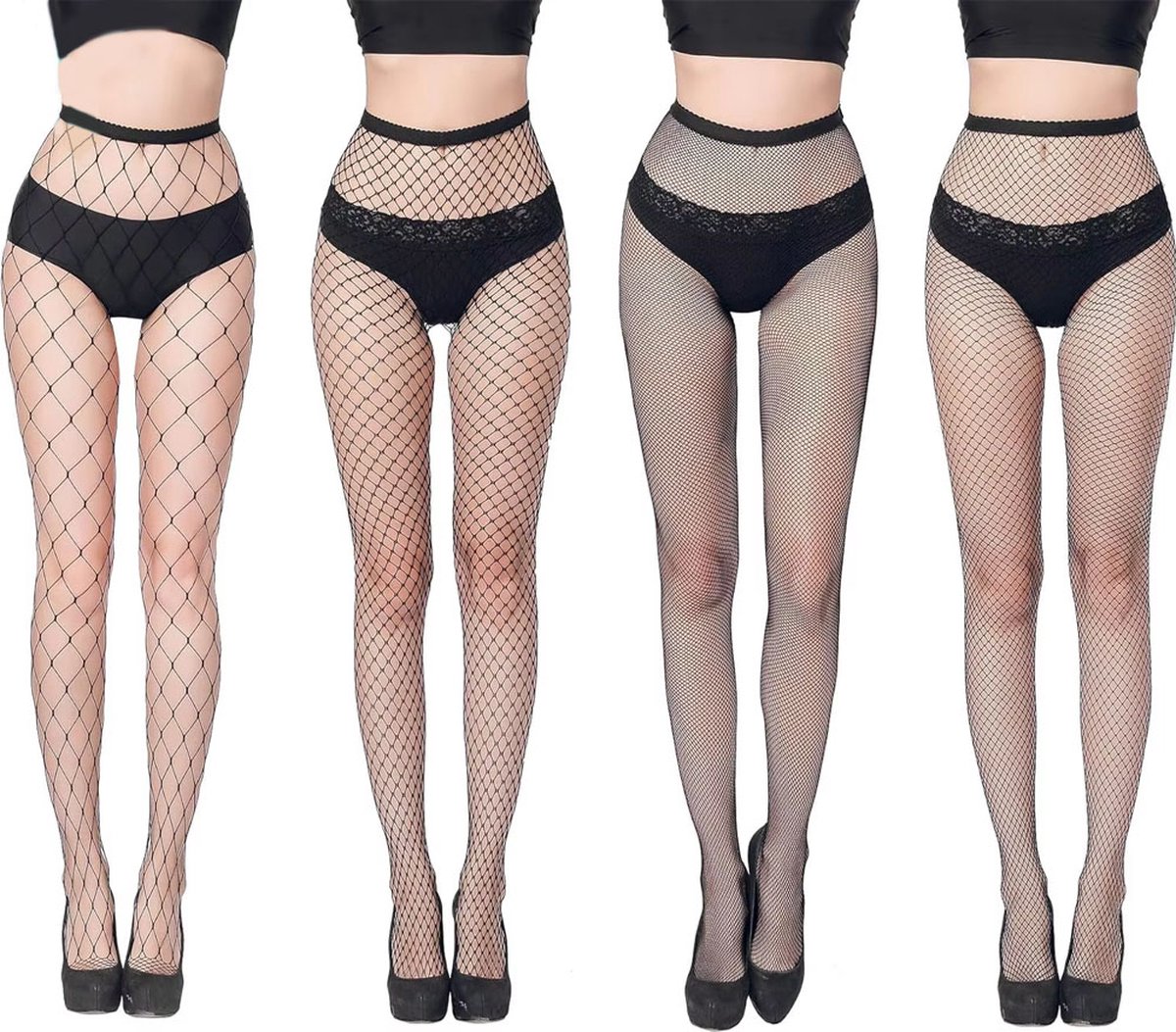 Goedkoopste 4 paar erotische kousen - Verschillende texturen - Hold-up sokken - Visnet - Sexy - BDSM