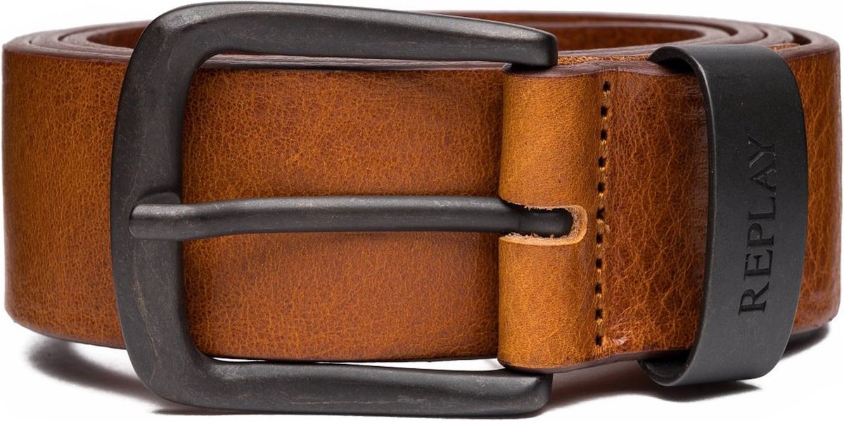 REPLAY Leren Riem Leather Belt W85 Faded Deer Brown Bruine