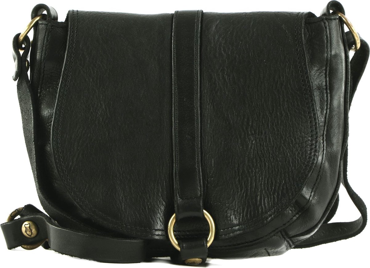 CAMPOMAGGI Leren Schoudertas Crossbody Bag Nero Zwart