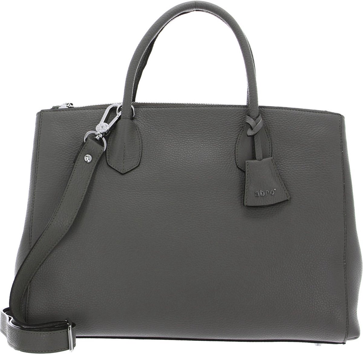 abro Leren Business tas Schoudertas met laptopvak Leather Adria Businessshopper Busy Zinc Grijs