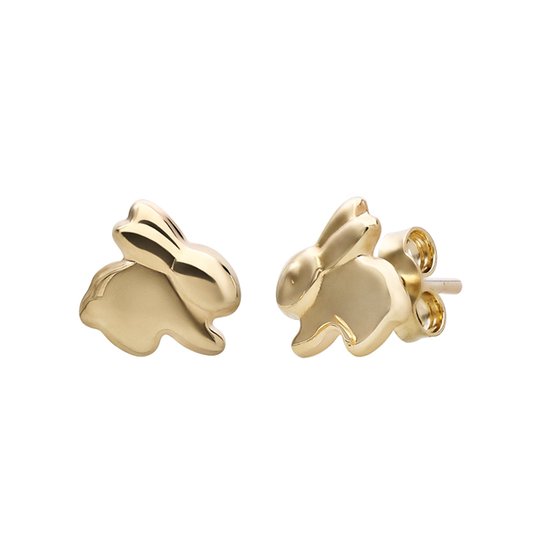 Lucardi Boucle d'oreille Kinder 9 carats lapin - Boucles d'oreilles - 9 Carat - Couleur or