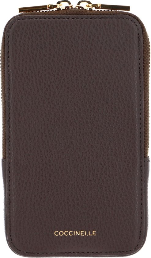 COCCINELLE Leren Telefoontasje Flor Hi-Tech Phone Bag Coffee Donkerbruin