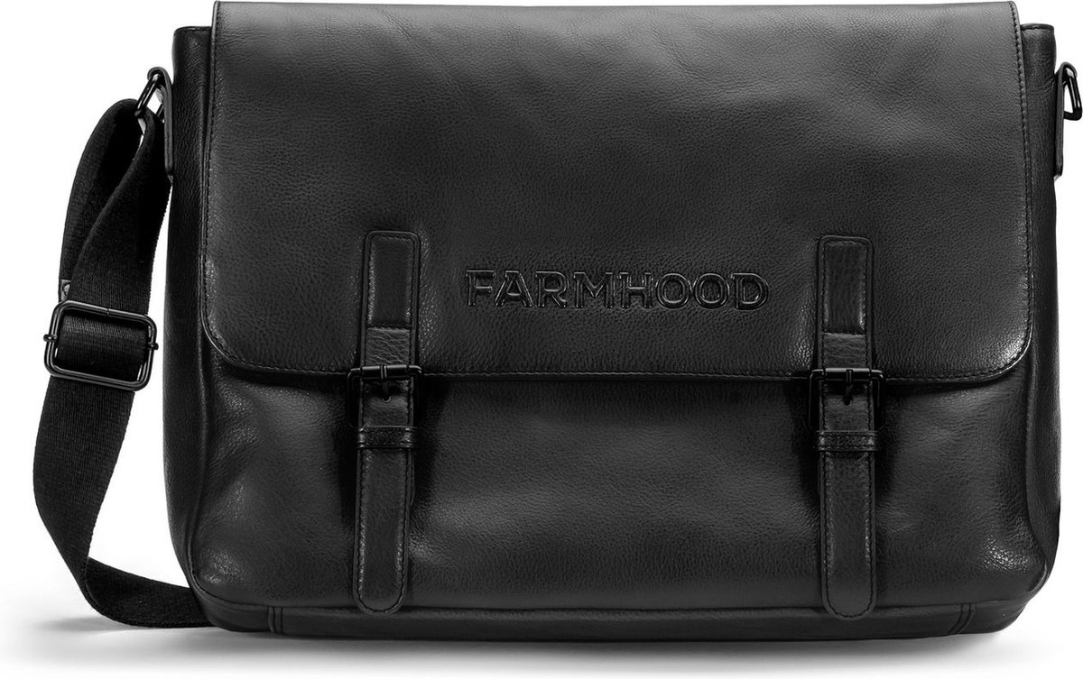 Farmhood Business tas Schoudertas met laptopvak Memphis Messenger 1F Black Zwart
