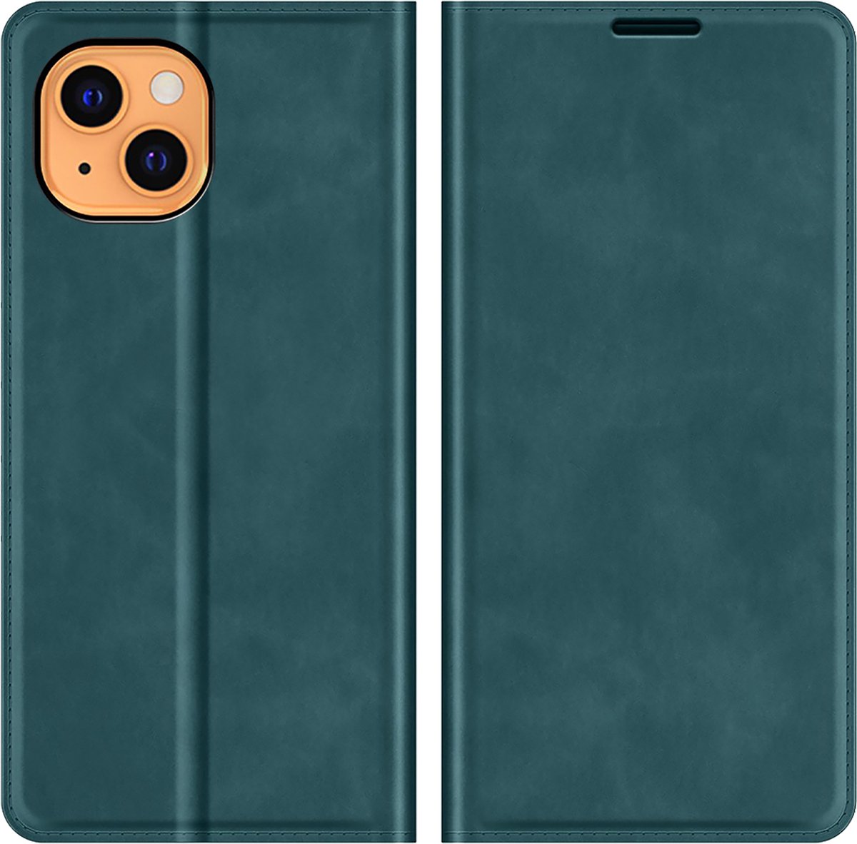 Cazy hoesje geschikt voor iPhone 13 - Hoesje met Pasjeshouder - Luxe Book Case - Groen